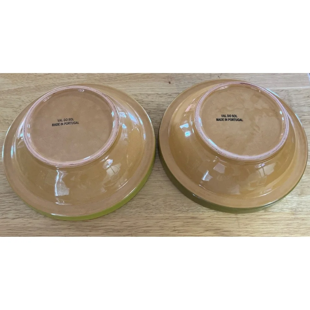 Set Of 2 Val Do Sol Made in Portugal Serving Bowls Golden Yellow Green